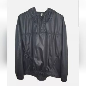 Fabletics Anorack Hooded Windbreaker Black Kangaroo Pocket XSmall Quarter Zip